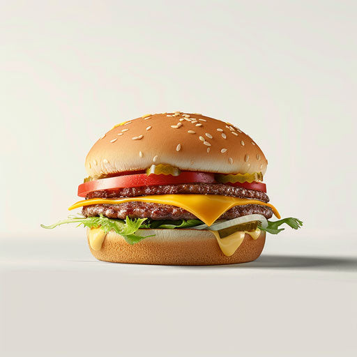 Hamburger clipart in a photo realistic style on flat white background