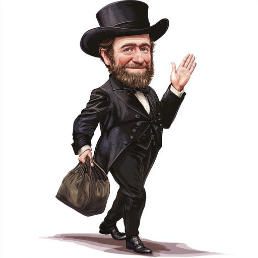 Humorous caricature of an Ulysses S. Grant clipart with human characteristics