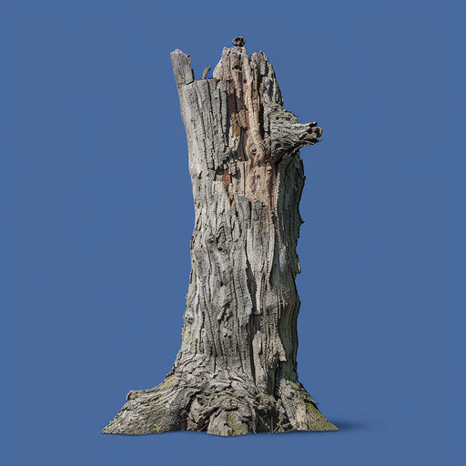 Realistic tree trunk clipart on flat royal blue background