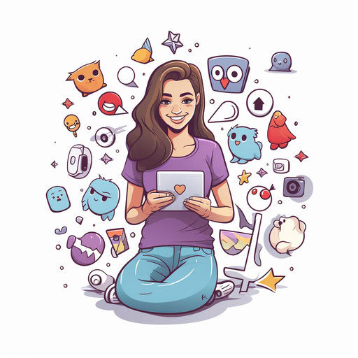 Minimalist style social clipart on white background