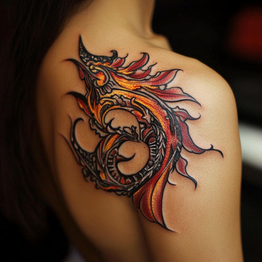 Shoulder tattoos for females with tribal flames