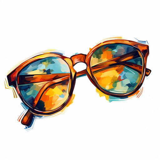 Glasses clipart in the style of oil painting, on white background
