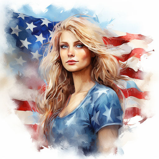 Patriotic art in the style of oil painting, on a white background