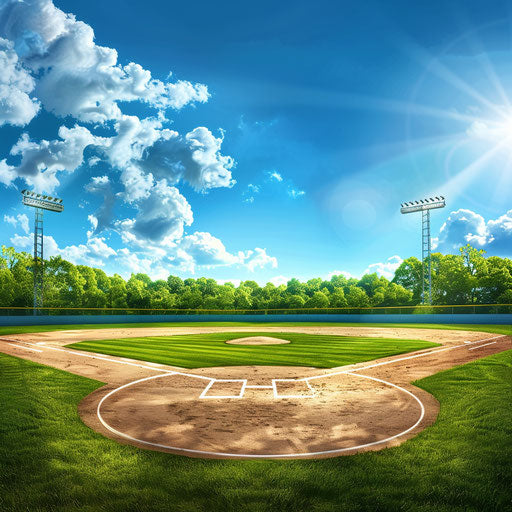 Realistic baseball field clipart on random backdrop