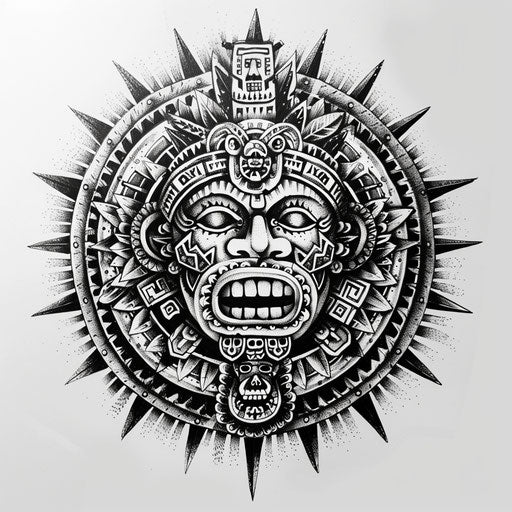 Exotic cross with traditional Aztec or Mayan patterns