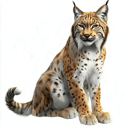 3D Lynx on flat white background, isolated clipart