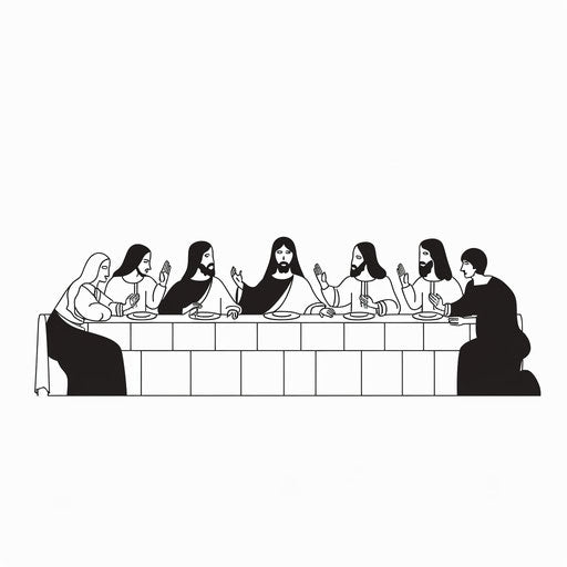 Minimalist Last Supper in clipart style with clean lines