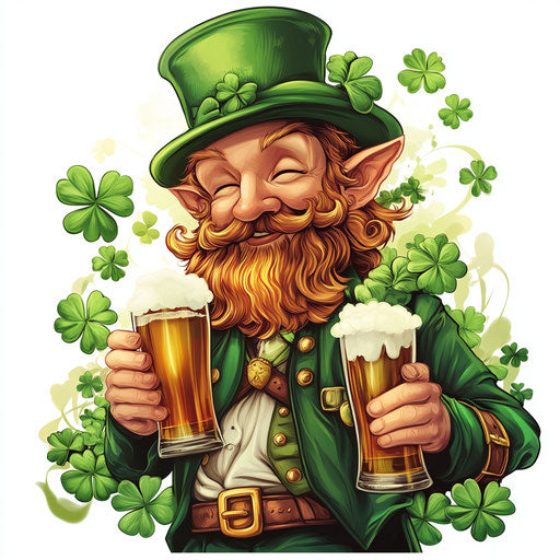 Leprechaun, clovers and beer for St. Patrick's Day