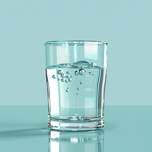 Realistic glass of water on serene aqua background