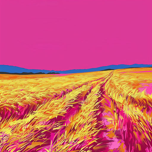 Field clipart on bright magenta background with textures