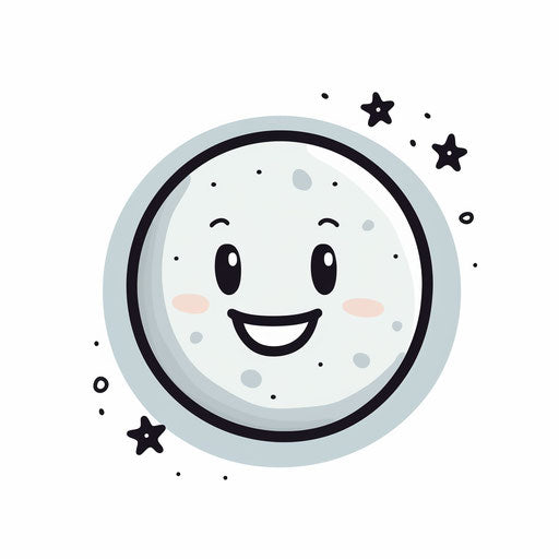 Moon cartoon in Minimalist style on white background