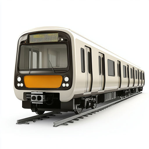 3D Subway Train with flat white background, isolated clipart