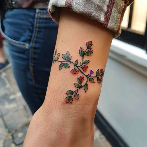 Floral vine wrist tattoo a la Maria Sibylla Merian style