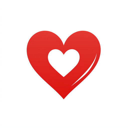 Love heart in minimalist style, on white background