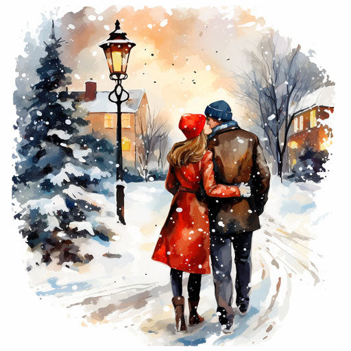 Happy new year clipart in oil painting style
