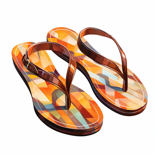 Flip flop clipart in the style of Oil painting, on a white background