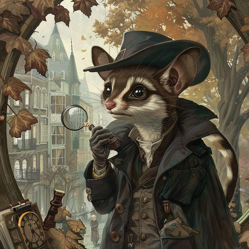 A flying squirrel detective solving mysteries in an animal version of Victorian London