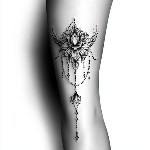 Flat tattoo sketch of delicate mandala design on inner elbow