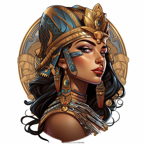 Tattoo of woman in feminine Egyptian art style