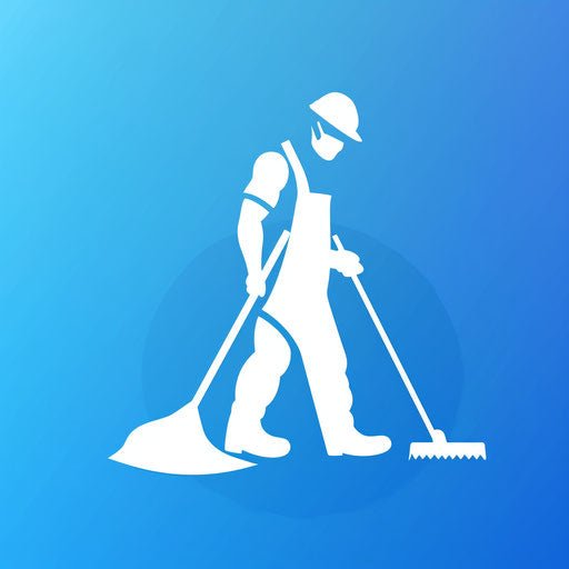 Cleaning company logo in white and blue with gradient backdrop