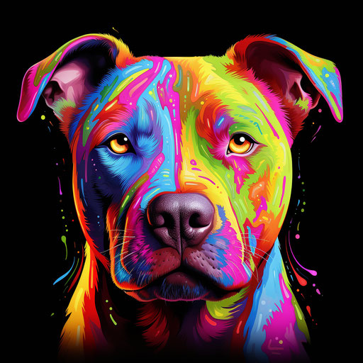 Pit terrier art rainbow dog doodle in bright colors