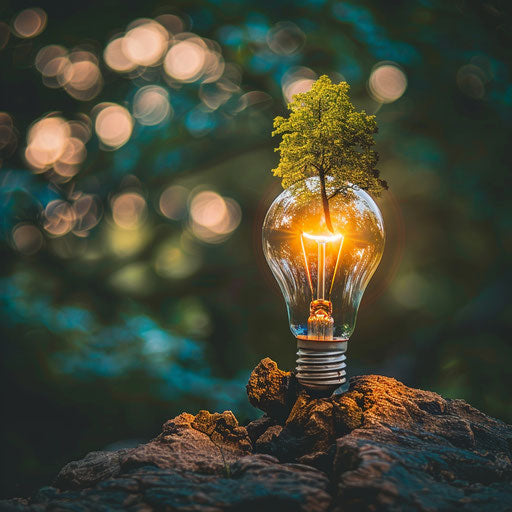 Environmental innovation: tree in a light bulb