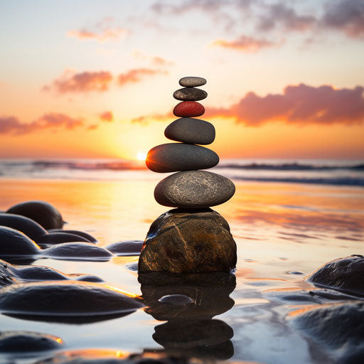 Attractive glass stone stack at sunset