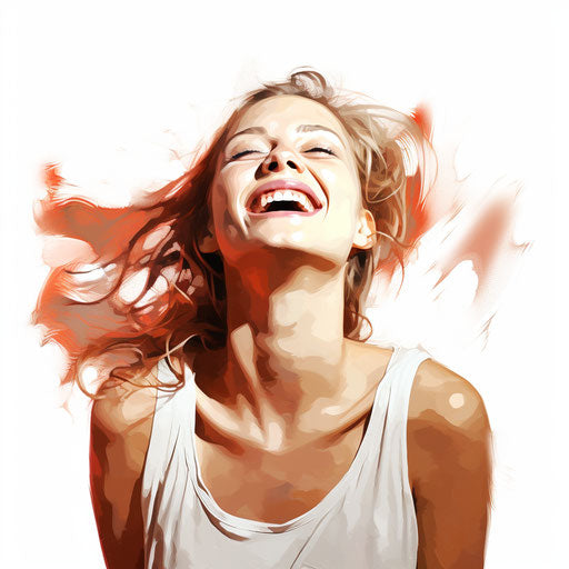 Joy illustration in Oil painting style, on white background