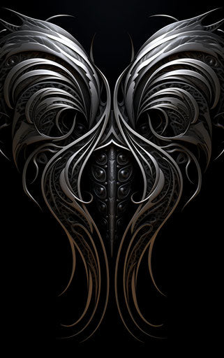 Black tribal wing design, intersecting lines style, decorative 5:8