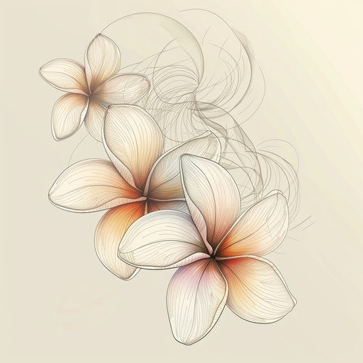 Ethereal clipart style tattoo sketch of plumeria