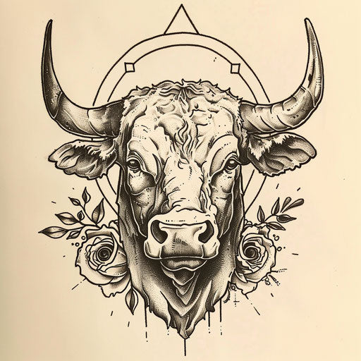 Elegant sketch of a bull for Taurus in earthy tones
