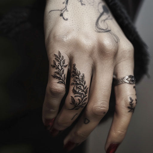 Delicate floral ring tattoo design