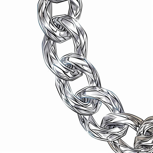 Intricately linked silver chain tattoo design