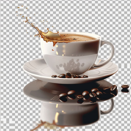 Realistic coffee clipart on random flat background