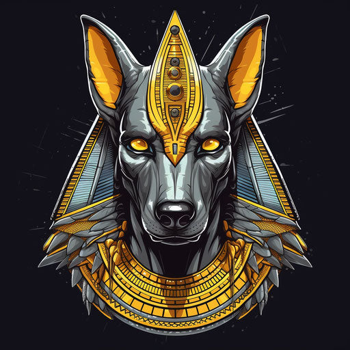 Dog in the head of an Egyptian pharaoh - vector illustration