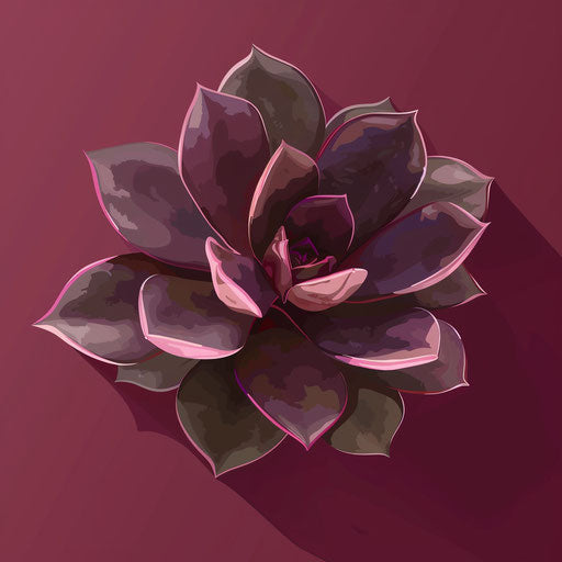 Flat background in deep maroon with succulent clip art