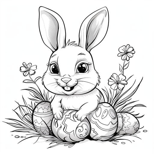 Coloring pages for Easter, cute bunny
