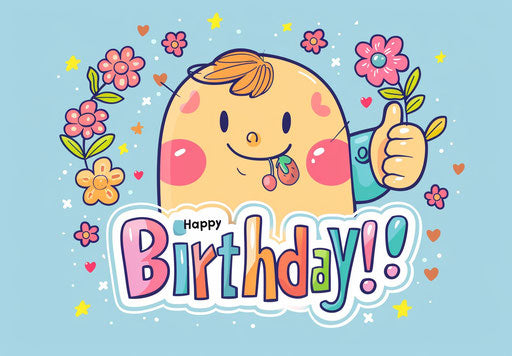 Happy Birthday in cartoon style