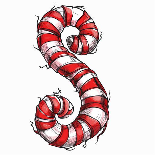 Fun flat tattoo sketch of a candy cane spiral