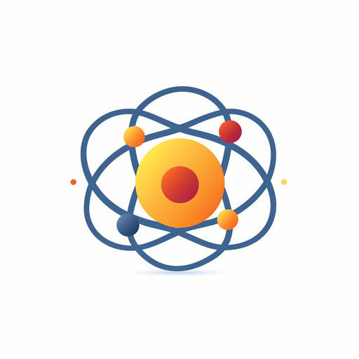 Minimalist style atom clipart on white background