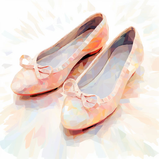 Ballet shoes in the style of Impressionistic Art