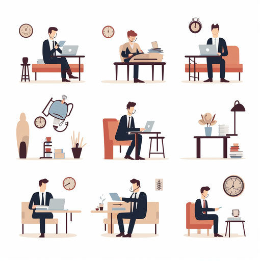 Minimalist style work clipart, on white background