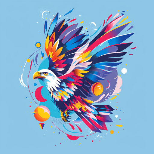 Creative eagle logo with playful elements and bright colors