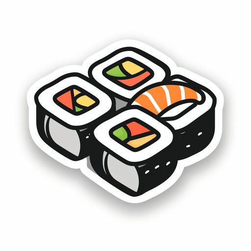 Flat sushi icon with vibrant colors