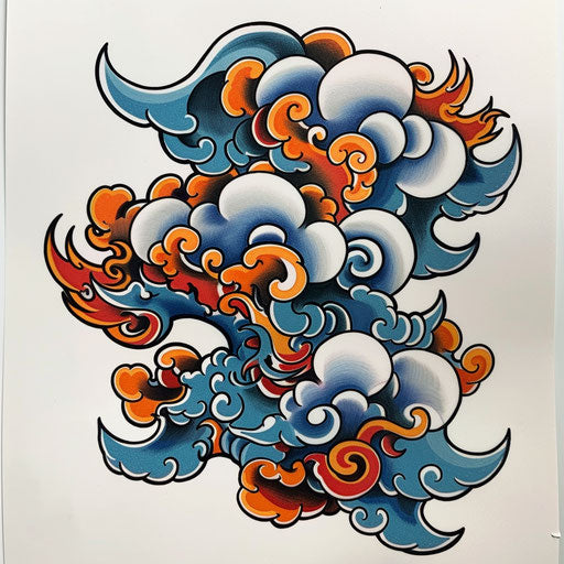 Neo-traditional cloud tattoo with vibrant colors