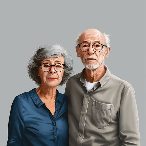Realistic grandparents clipart on slate grey background