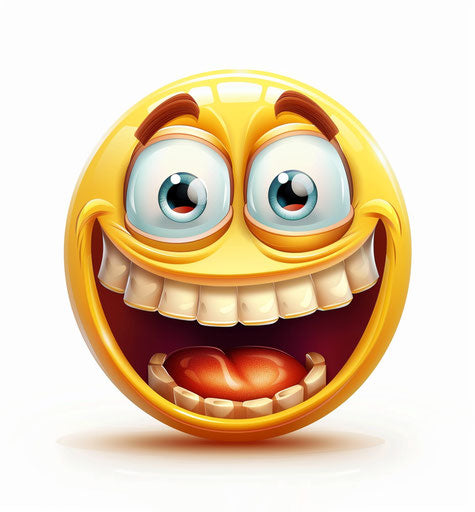 Blog emoticon with twisted humor, high gloss, joyful style