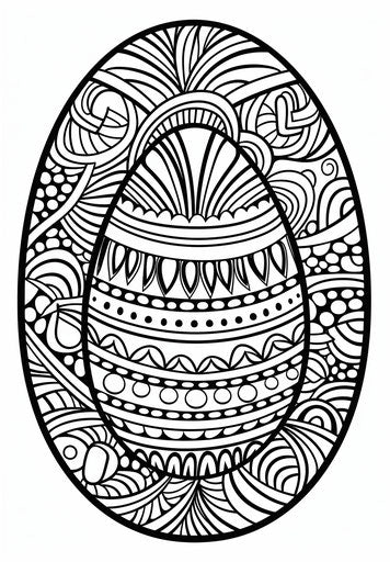 Easter egg coloring pages for kids on white background, Vienna Secession style