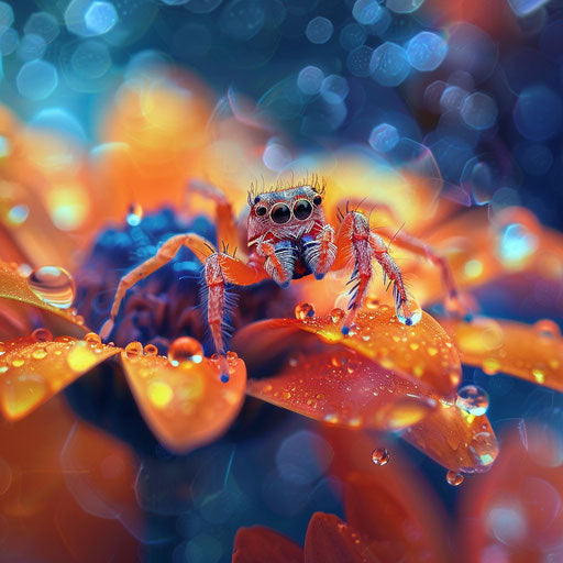 Adorable spider on a vibrant flower