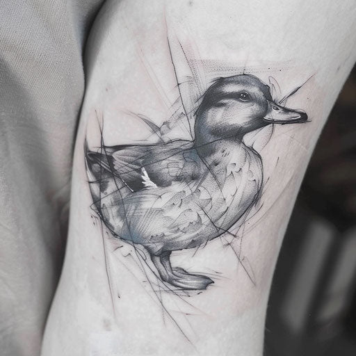 Duck tattoo in the style of an old master's sketch